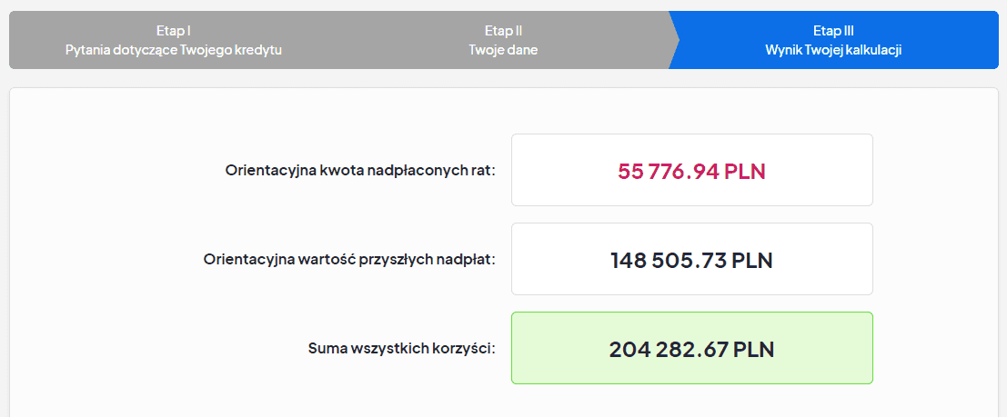 odfrankowienie kredytu kalkulator